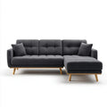 Grafitowa sofa narożna z prawostronnym szezlongiem, tapicerowana tkaniną poliestrową, 230 × 150 × 85 cm