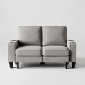Dwuosobowa sofa z tkaniny szara z 4 uchwytami na napoje, 150 x 85 x 90 cm